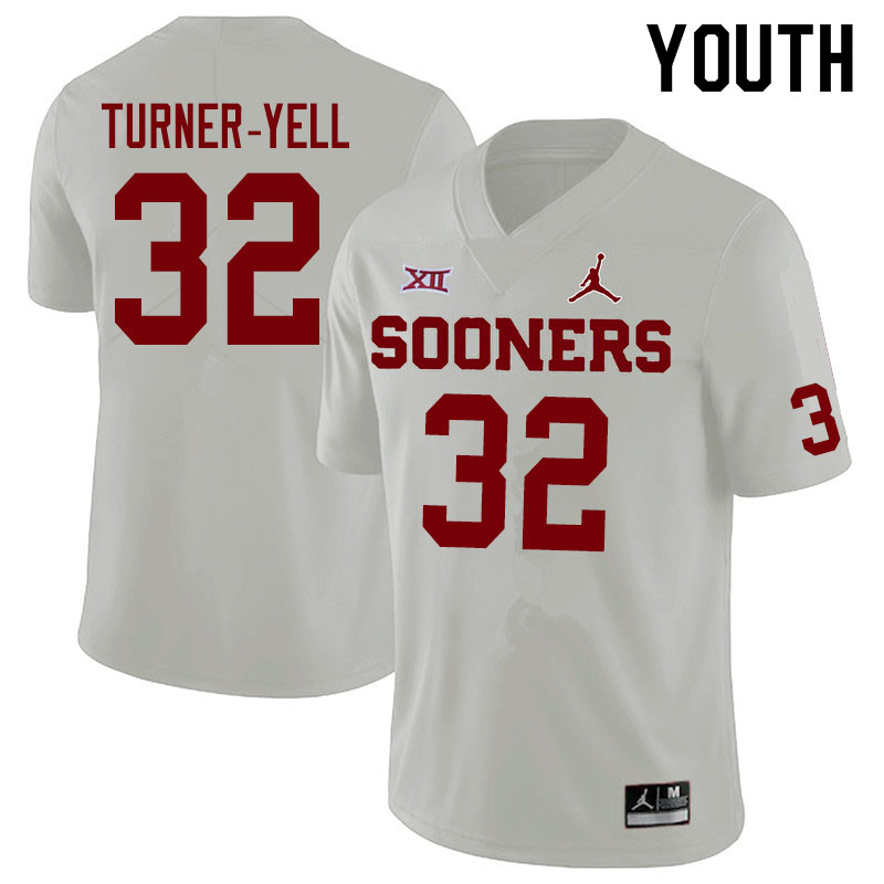 Jordan Brand Youth #32 Delarrin Turner-Yell Oklahoma Sooners College Football Jerseys Sale-White - Click Image to Close